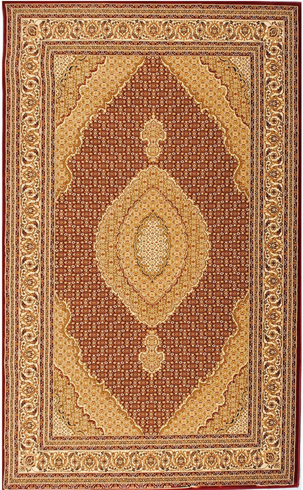 3" x 10" Red and Beige Medallion Runner Rug
