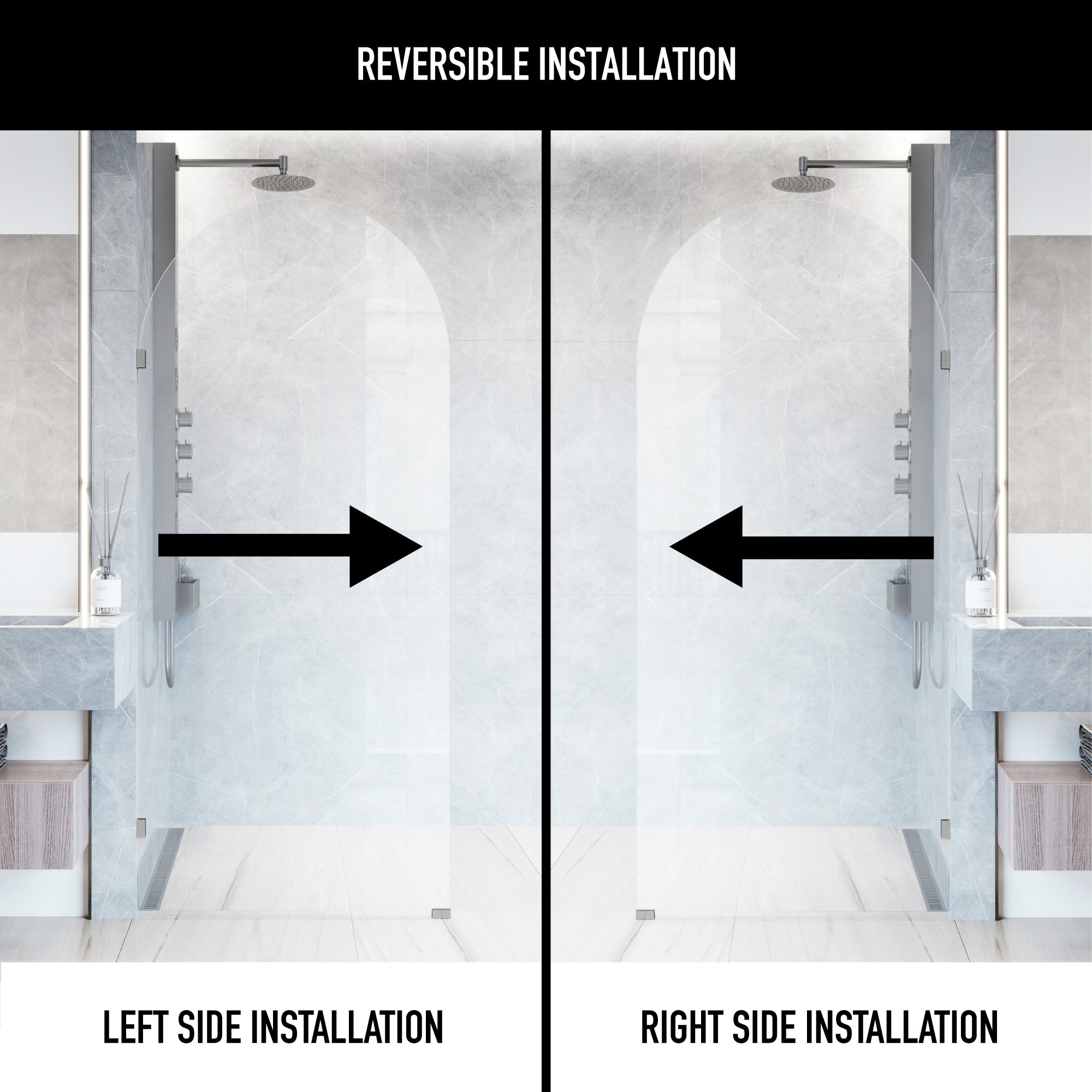 VIGO Arden 34" W x 78" H Frameless Fixed Shower Screen, Chrome, Clear Glass