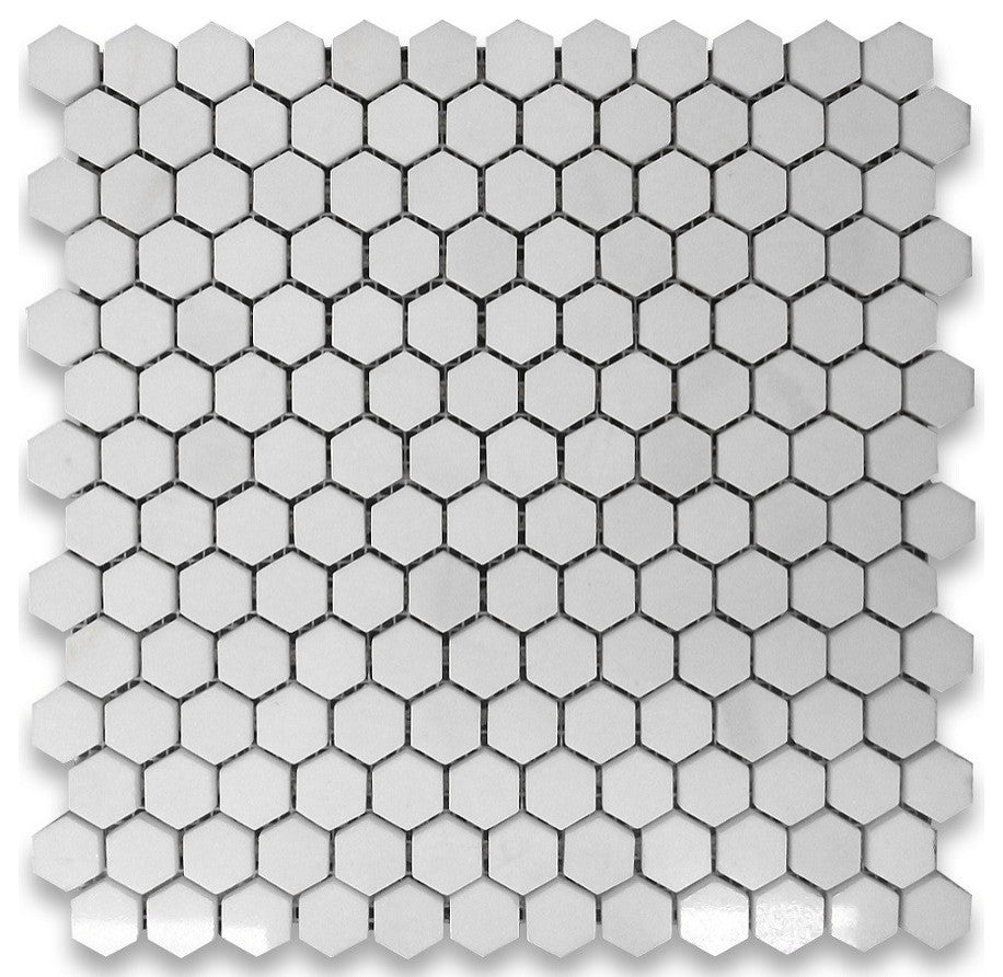 Thassos White Marble Hexagon Mosaic Tile 1 inch Polished, 1 sheet