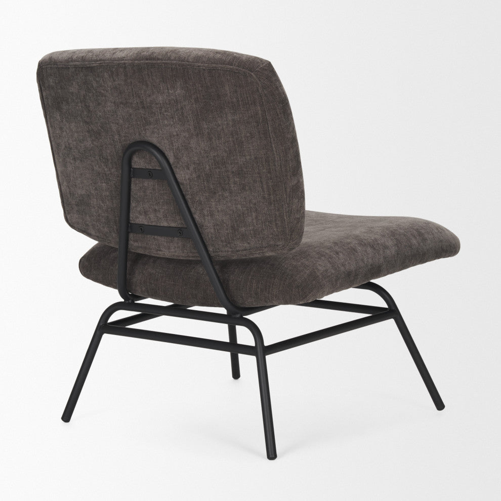Nora Charcoal Fabric With Matte Black Metal Legs Accent Chair