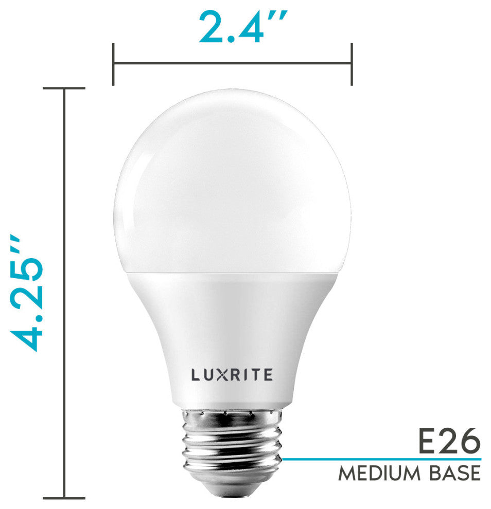A19 LED Bulb Bright White 800lm 9W Enclosed Fixture Rated 4 Pack