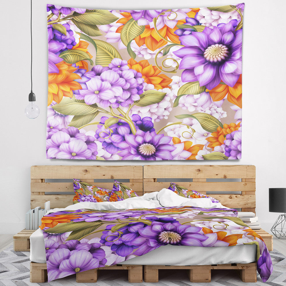 Floral Seamless Pattern Floral Wall Tapestry, 60"x50"