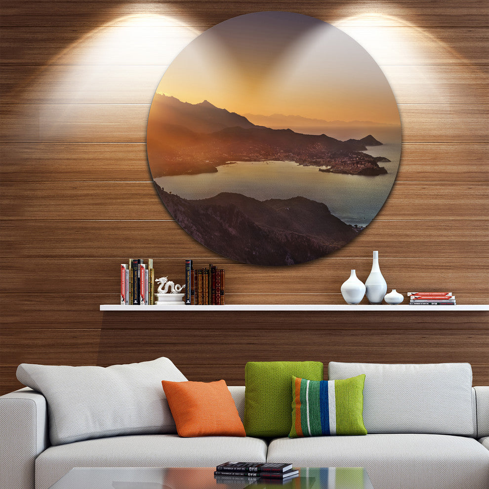 Portoferraio Bay Beach Aerial View, Seashore Round Wall Art, 23"