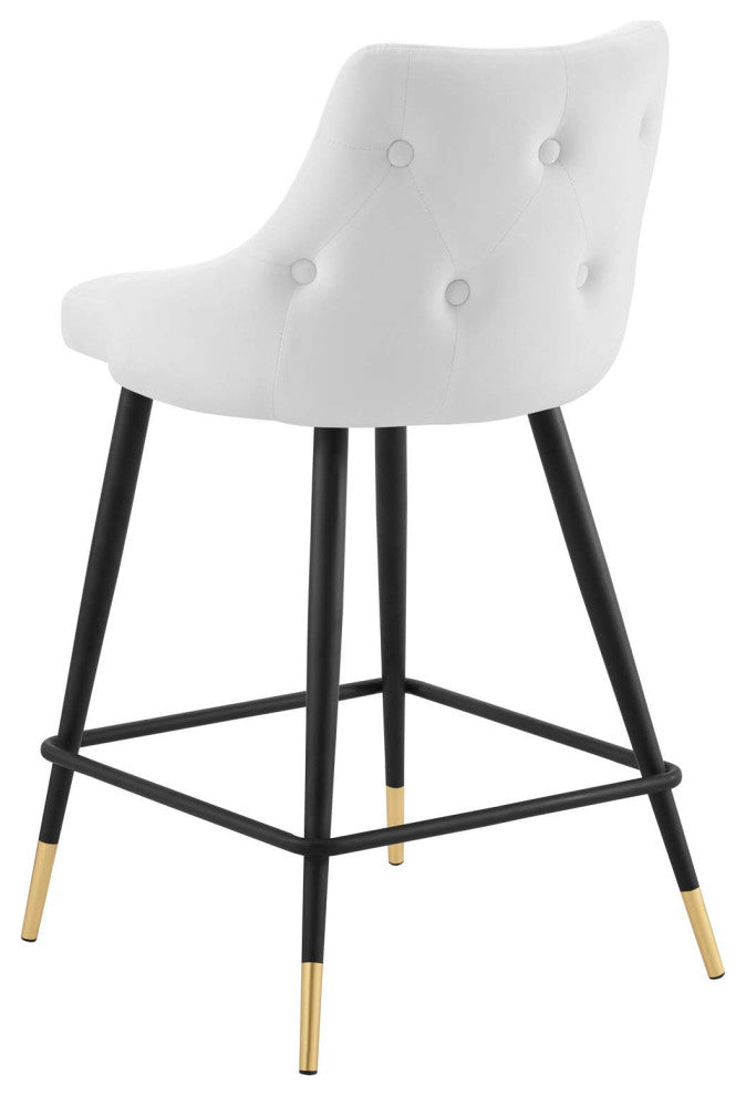Counter Stool Chair, Set of 2, Velvet, White, Modern, Bar Cafe Bistro Restaurant