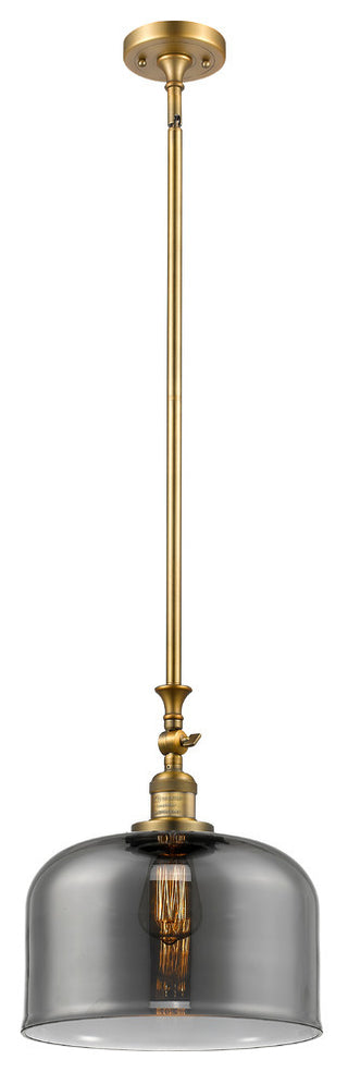 X-Large Bell 1-Light Mini Pendant, Brushed Brass, Plated Smoke