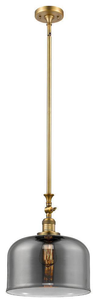 X-Large Bell 1-Light Mini Pendant, Brushed Brass, Plated Smoke