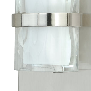 Vilo 4.5-in W 1 Light Matte Black Wall Sconce Light with Full Backplate, Satin Nickel, 4.5-in. W X 18.5-in. H X 4-in. D