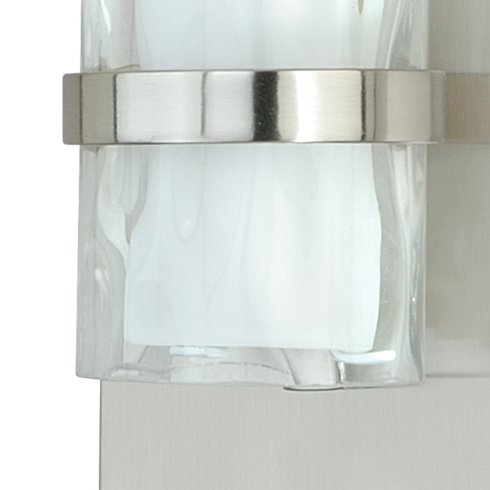 Vilo 4.5-in W 1 Light Matte Black Wall Sconce Light with Full Backplate, Satin Nickel, 4.5-in. W X 18.5-in. H X 4-in. D