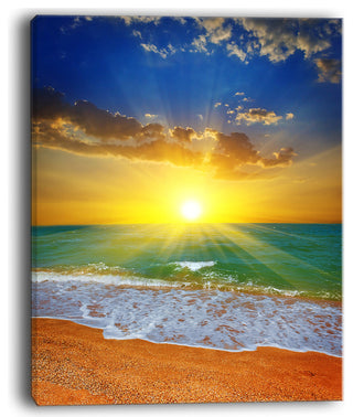 "Dramatic Seashore Sky in Yellow" Modern Beach Canvas Art Print, 30"x40"