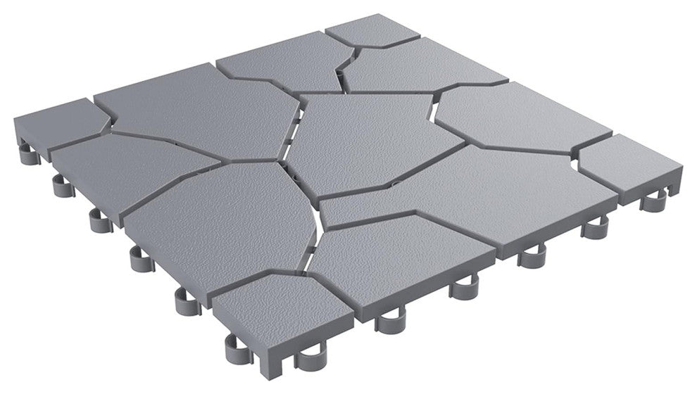 Outdoor Deck, Stone Patio Tiles, Stone Gray - 12-Pack