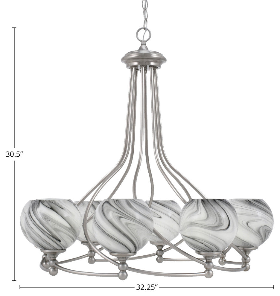 Capri 8-Light Chandelier, Brushed Nickel/Onyx Swirl