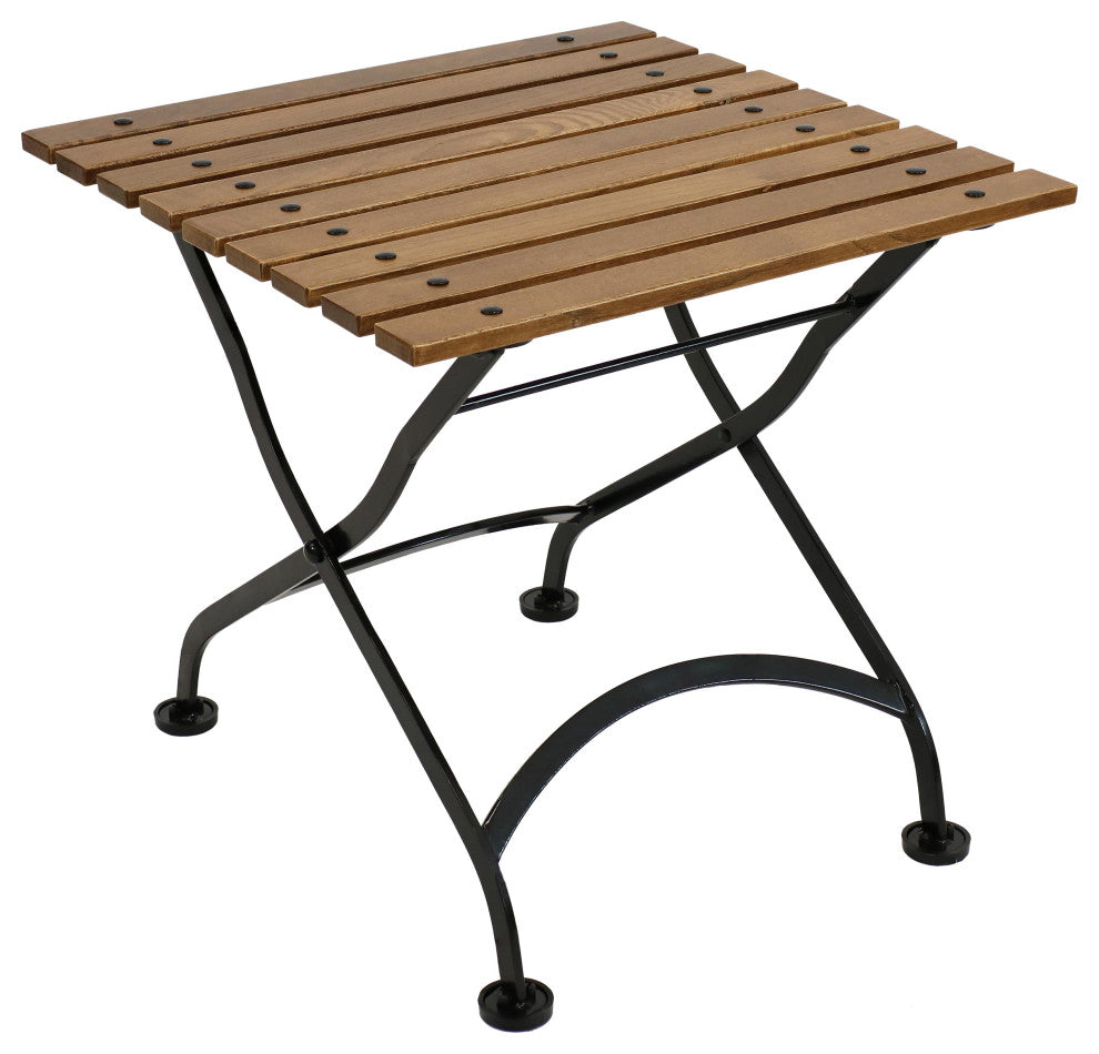 Sunnydaze European 20" Square Chestnut Folding Square Side Table, Brown