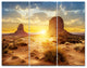 Monument Valley at Sunset, Landscape Triptych Canvas Art Print, 36x28, 3 Panels