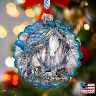 Mustangs Dream Catcher Journey Wreath Glass Ornament