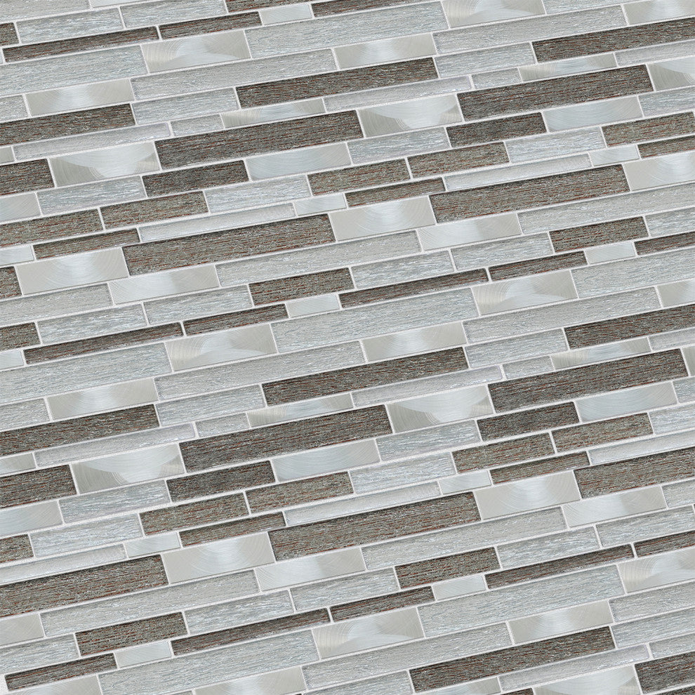 Glena 11.8"x11.8" Laminated Glass Mosaic Mix Wall Tile, Mixed Colors, Sample