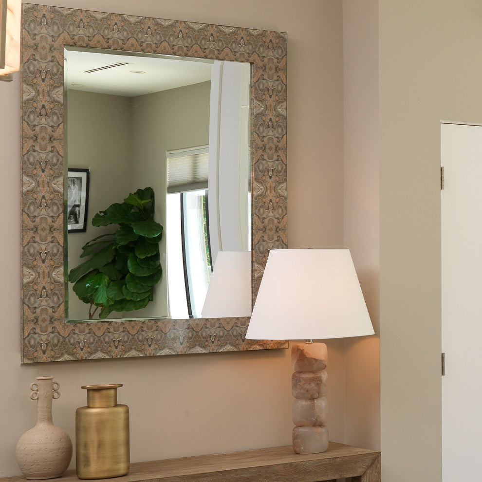 Rorschach Mirror, Gray and Cream Lacquer