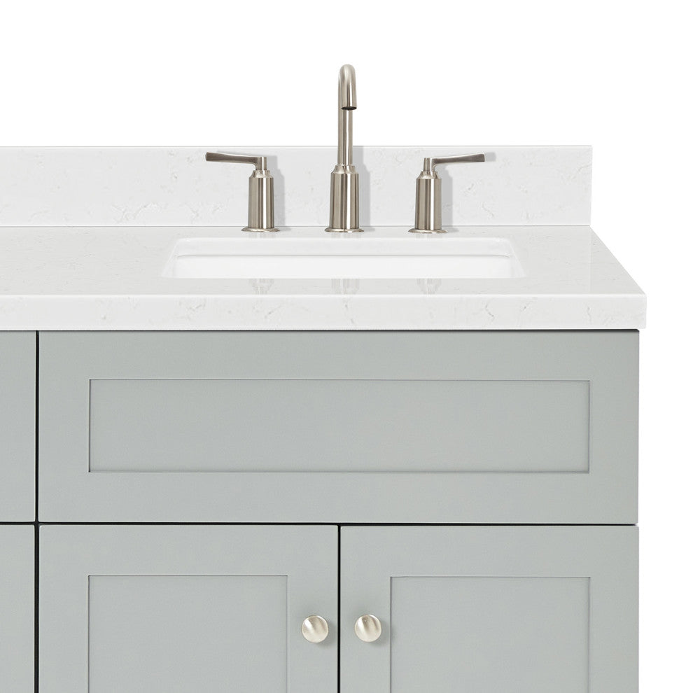 Ariel Hamlet 72" Double Rectangle Sink Bathroom Vanity, Carrara Quartz
