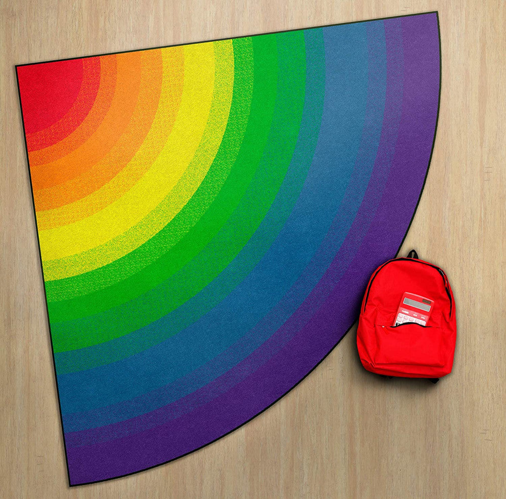 Flagship Carpets VA416-26A 6' Quarter Circle Rainbow Educational Rug