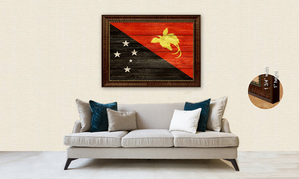 Paraguay Country Textured Flag Print With Brown Gold Frame, 19"X27"