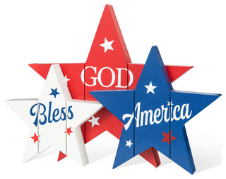 11" Wooden Patriotic Stars Table Decor