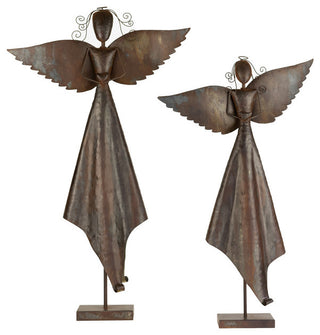 Set of Two Metal Christmas Angels