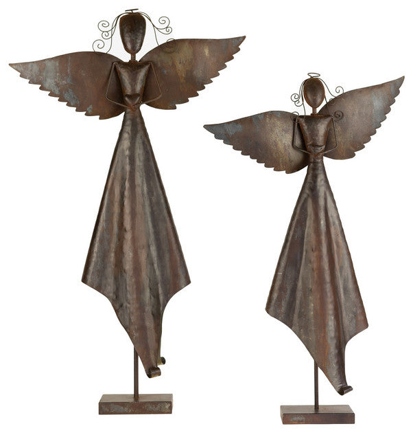 Set of Two Metal Christmas Angels