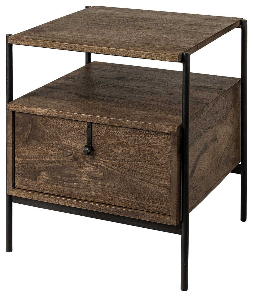 24" Brown Solid Wood Square End Table