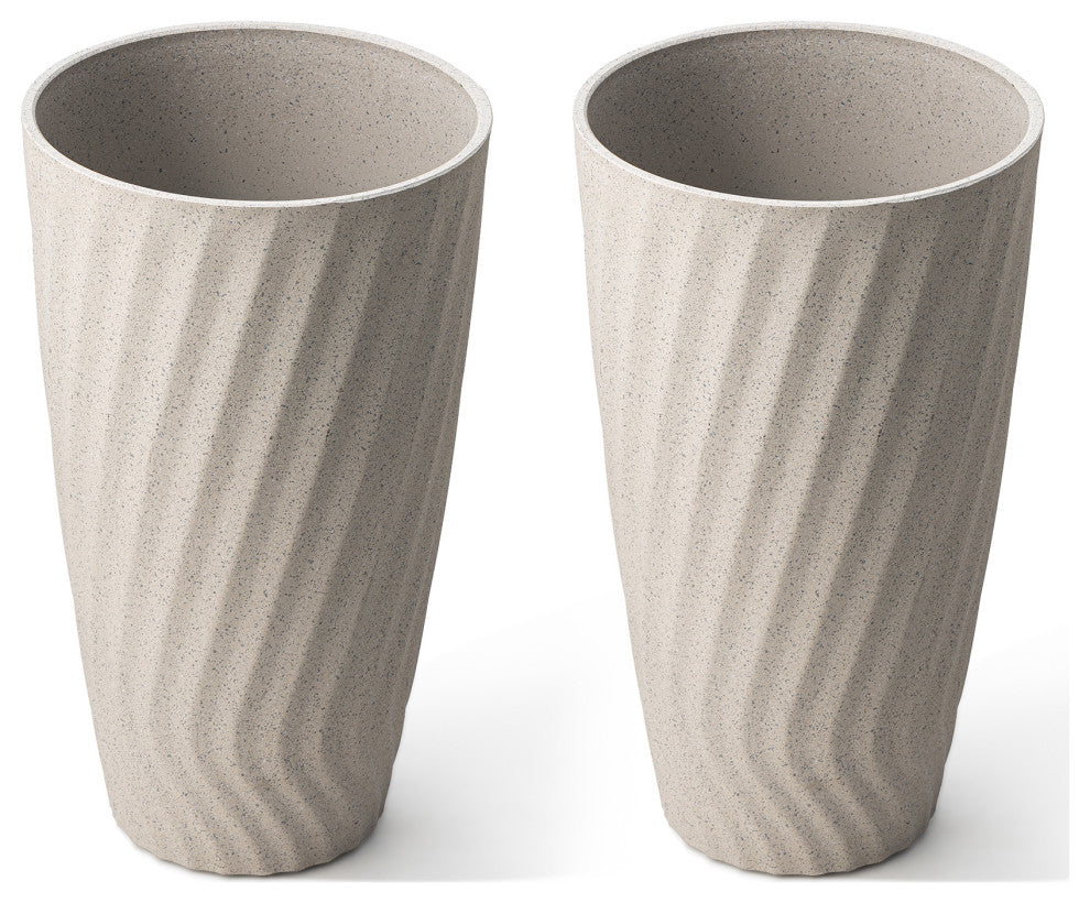24"H Terrazzo Wave Textured Ceramic Planters, Set of 2