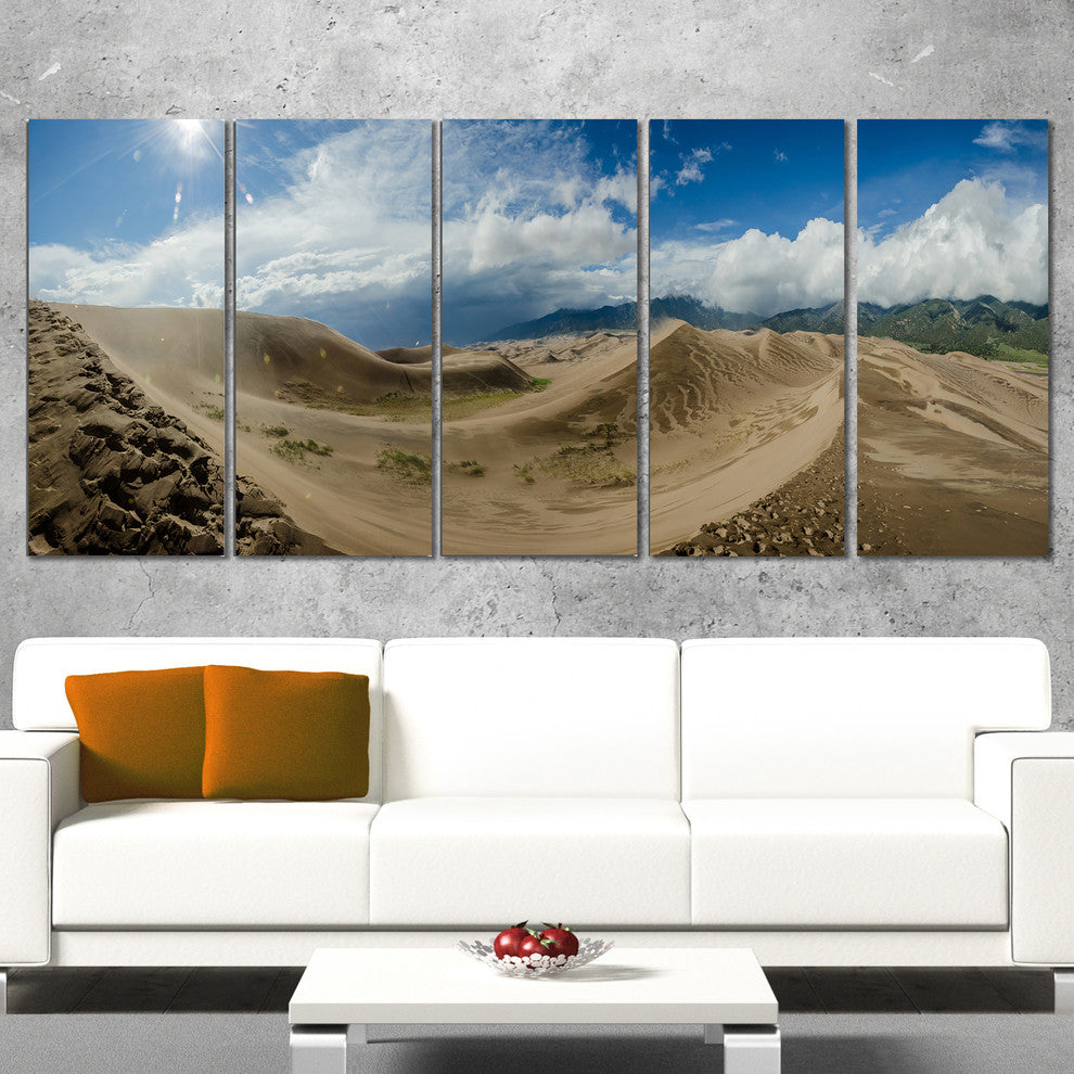 "Massive Sand Dunes Panorama" Landscape Print Wall Artwork, 5 Panels, 60"x28"