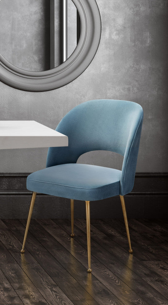 Swell Sea Blue Velvet Chair - Blue