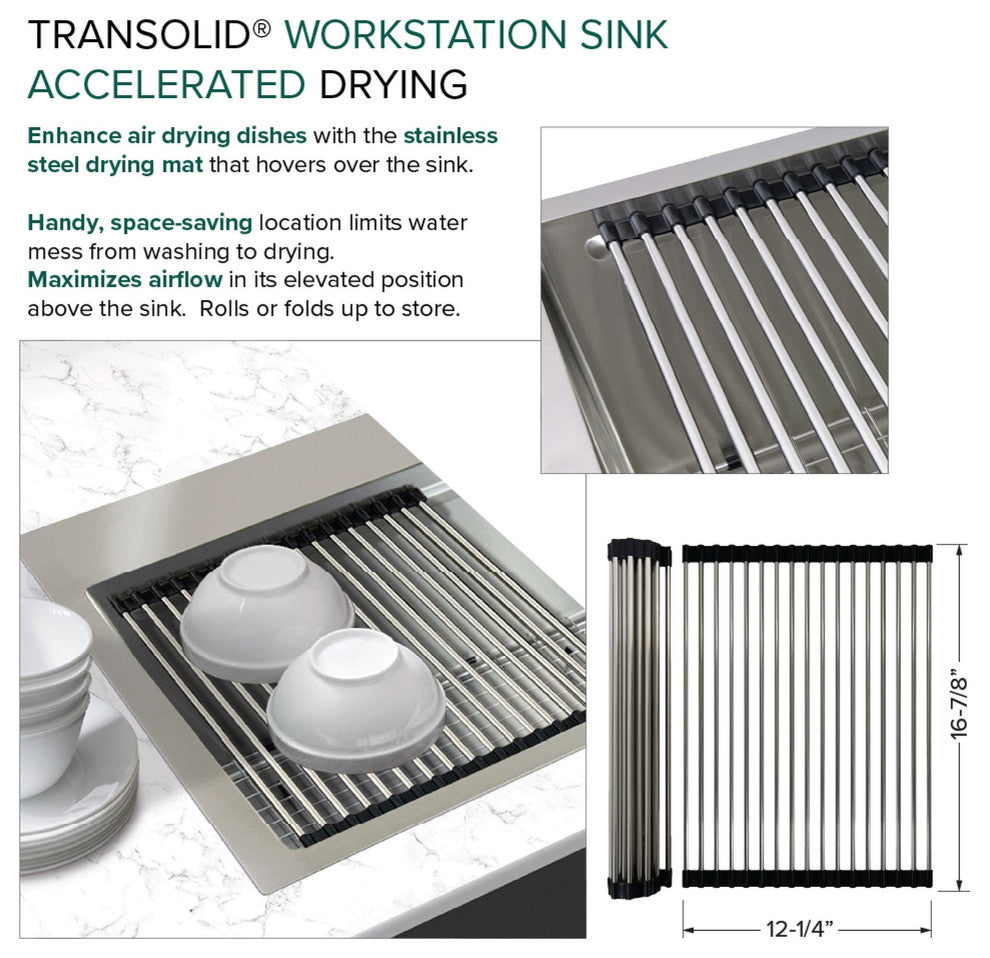 Transolid KWSST322210 Kitchen Workstation, 4 Faucet Holes