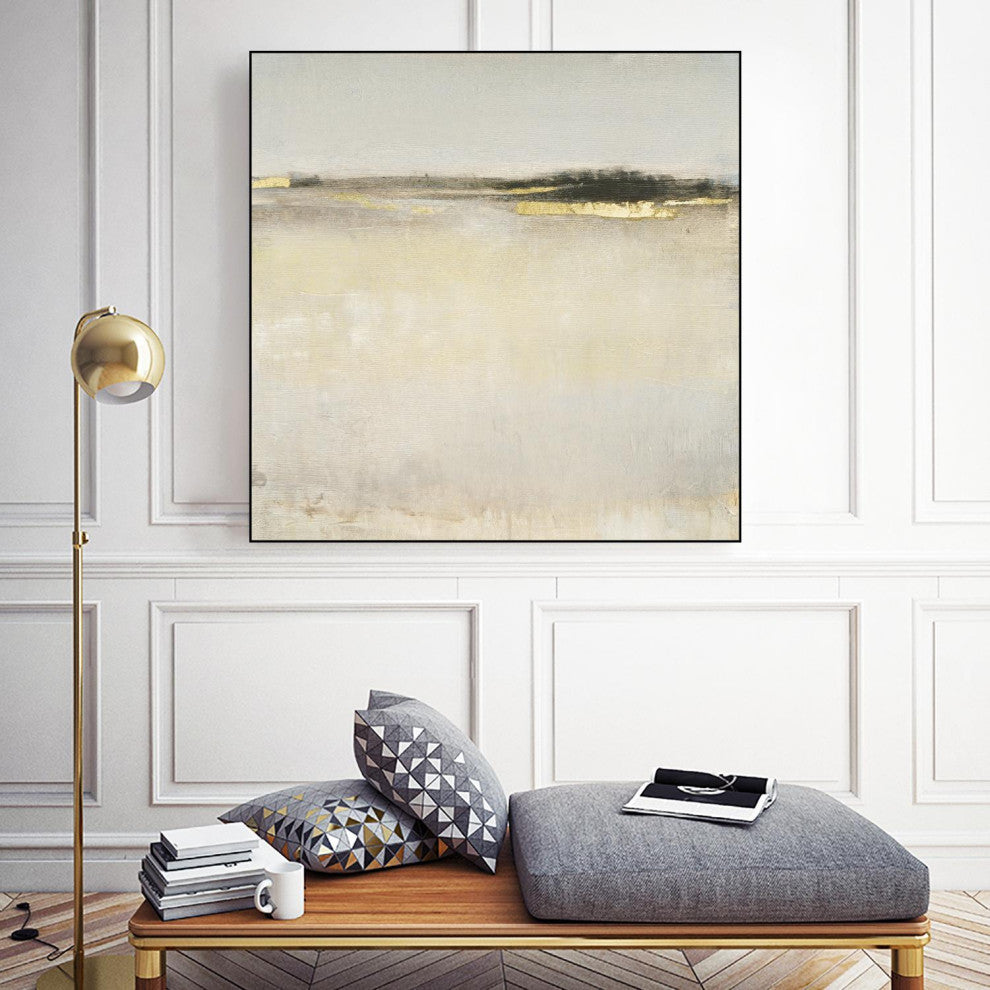 "Embellished Subtle Scape I" Framed Canvas by Giant Art 30"x30"