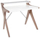 Contemporary Desk, X-Shaped Legs With Wooden Top & Open Shelf, Walnut/White