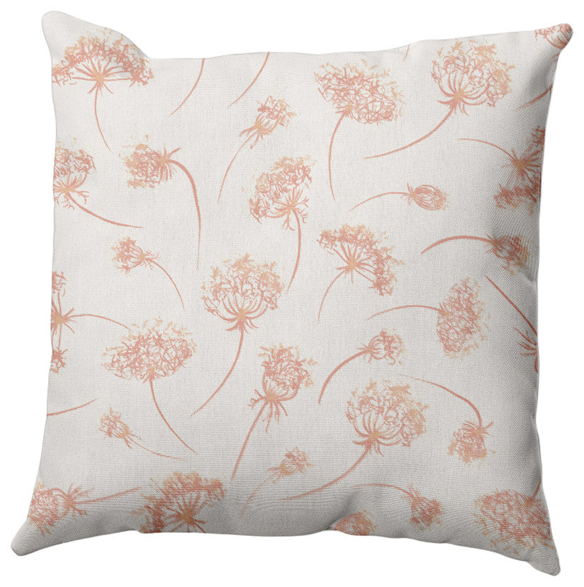 Wishing Flowers Pillow, Orange, 18"x18"