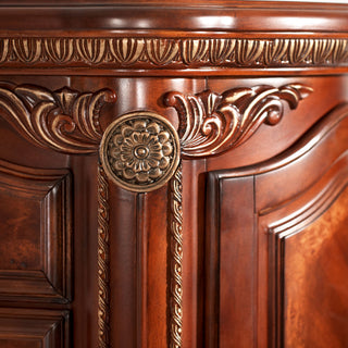 Close-up carving detail on wood