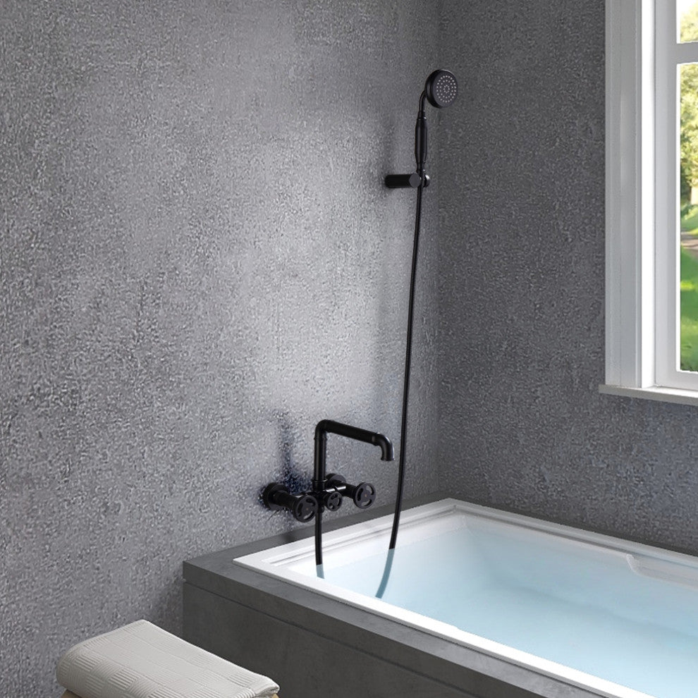 Ruth Industrial Pipe Wall Mounted Bathtub Filler Faucet with Hand Shower