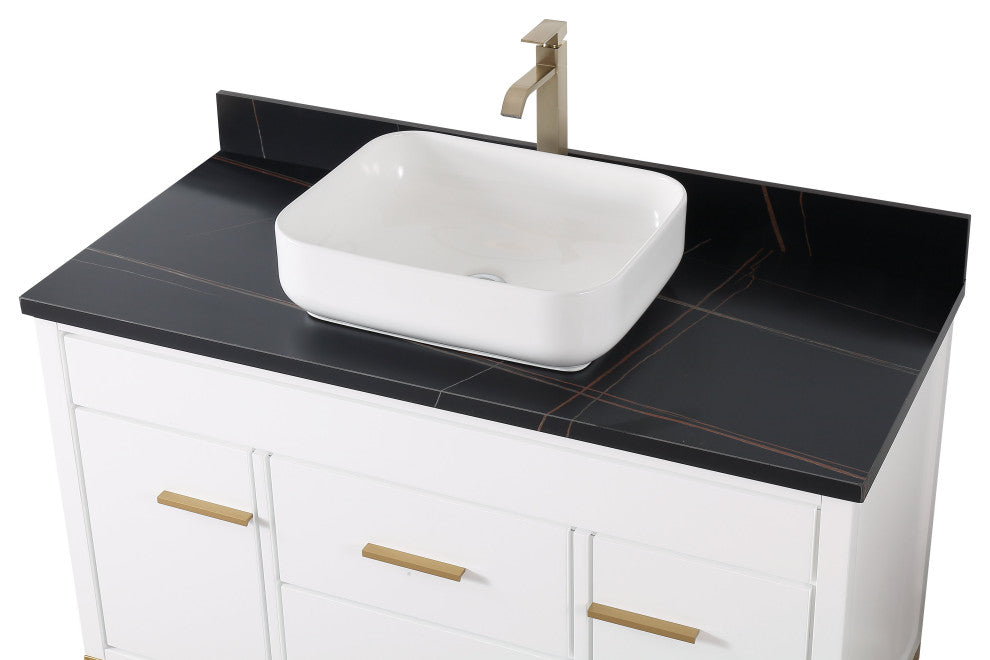 48" Tennant Brand Modern Style White  Beatrice Vessel Sink Bathroom Vanity
