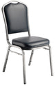 NPS 9300 Deluxe Vinyl Stack Chair, Midnight Blue Seat/Silvervein Frame