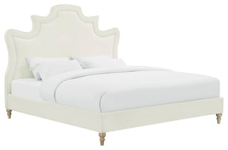 Serenity Cream Velvet Bed in King