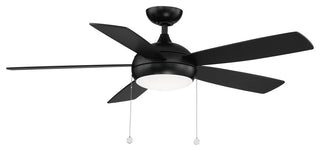 Disc II 5-Blade Ceiling Fan 52" Pull Chain Memory, Dimmable LED, Matte Black