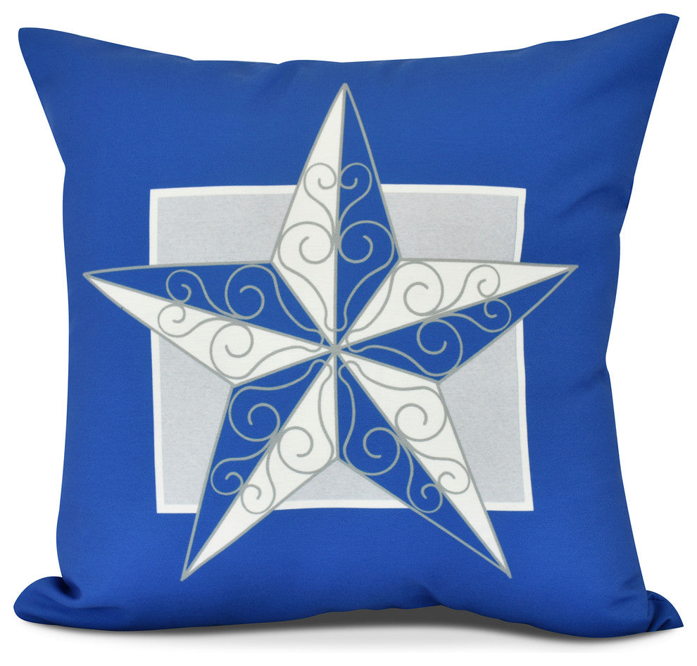 Night Star,  Geometric Print Pillow, Royal Blue, 16" x 16"
