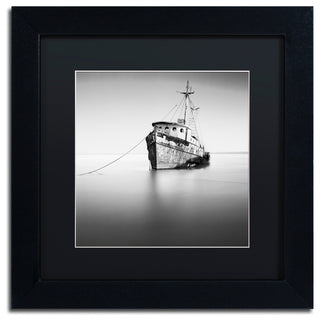 "Barco Hundido" Matted Framed Canvas Art by Moises Levy