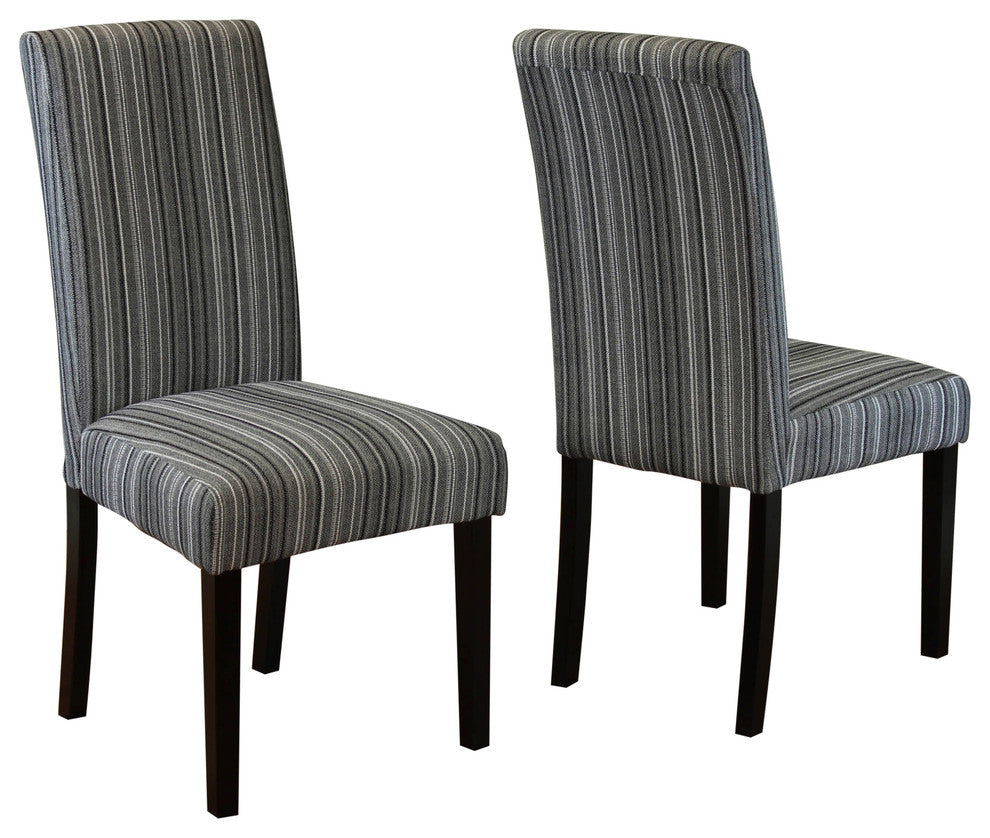 Seville Stripe Fabric Dining Chairs, Set of 2, Gray