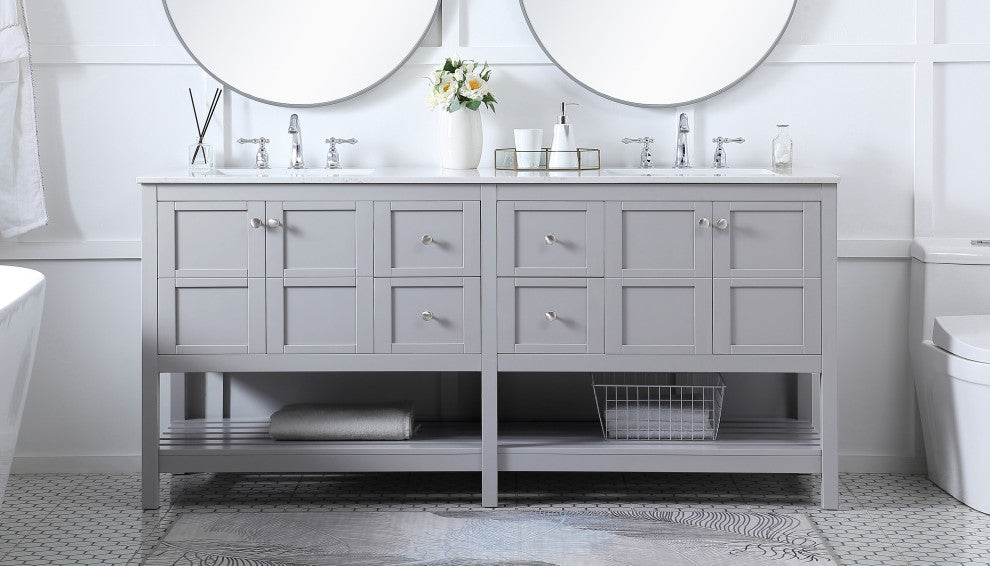 Grey 72" Double Sink Bathroom Vanity