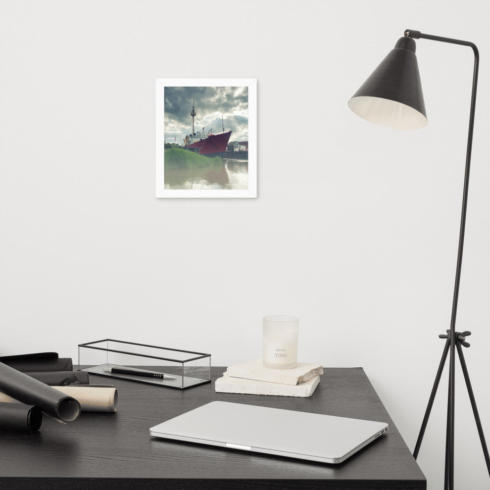 Foggy River Coastal Landscape Framed Photo Paper Wall Art Prints, White, 8" X 10"
