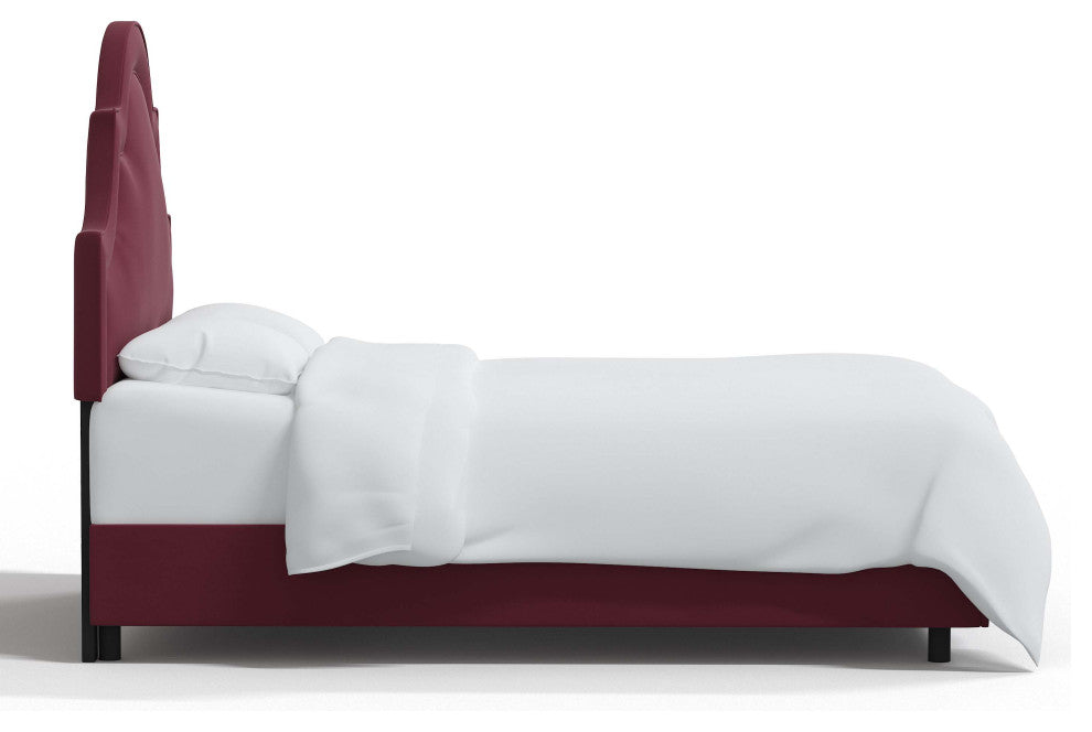 High Arched Bed With Border, Velvet Berry, California King