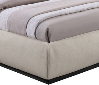 Vaughn Bed, Beige, Full, Chenille Fabric, Black Finish