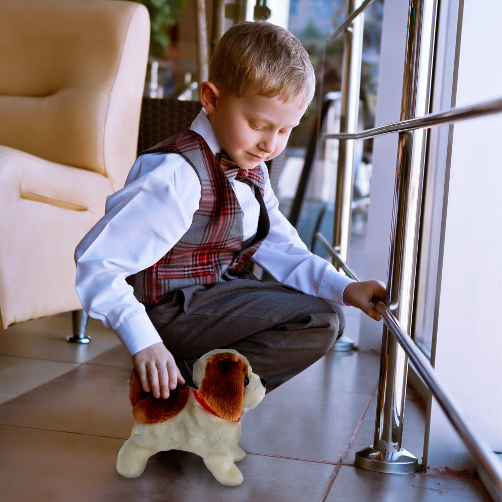 Interactive Plush Puppy Toys Battery-Operated Robot Dog Walks, Barks,, Flips