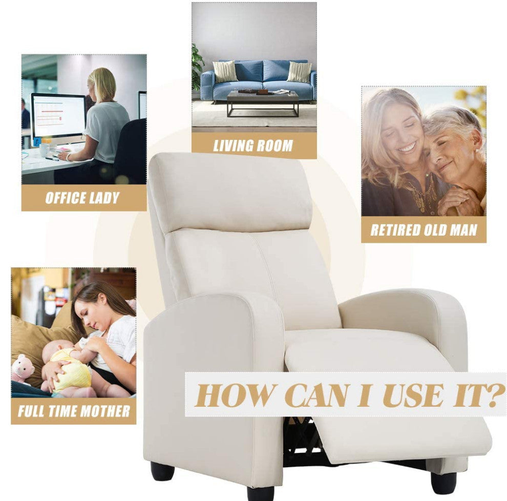 Modern Recliner Chair for Living Room, Beige