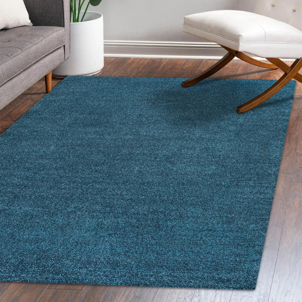 Haze Solid Low-Pile Turquoise 10 ft. x 14 ft. Area Rug